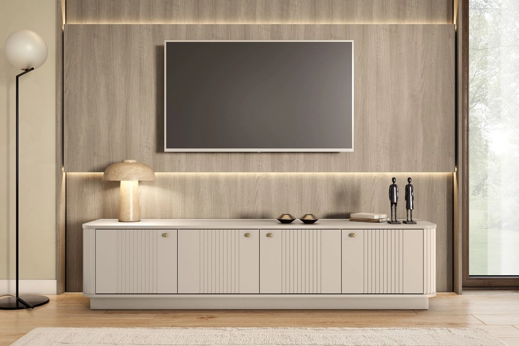 Vesper szafka RTV 187 cm - kasmír / arany fogantyúk