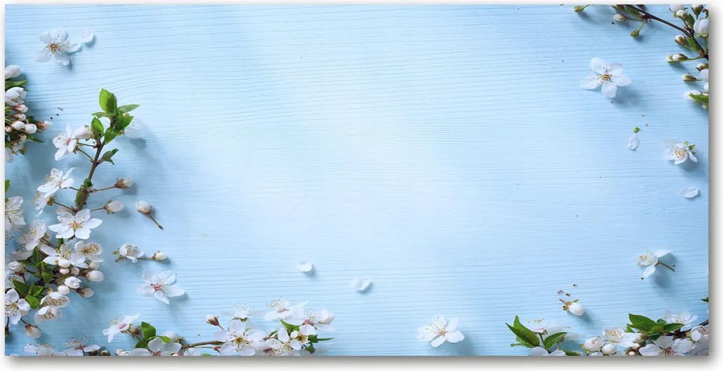 Konyhai panel Cseresznyevirágok háttér 100x50 cm Ragasztó