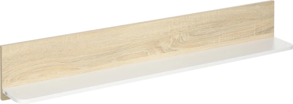 HOMCOM Függő Polc Fali Kivitelű Fa Polc Nappalira, Hálószobába, Előszobába, Konyhába, Fürdőszobába 120x15x20 cm Tölgy és Fehér | Aosom