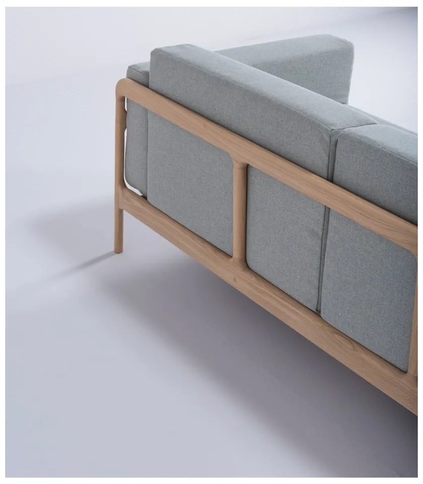 Fawn kékesszürke kanapé tölgyfából, 210 cm - Gazzda