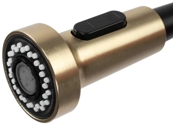 REA-B4821 - COLIN mosogató csaptelep kihúzható zuhanyfejjel, 42,5 cm, szálcsiszolt arany