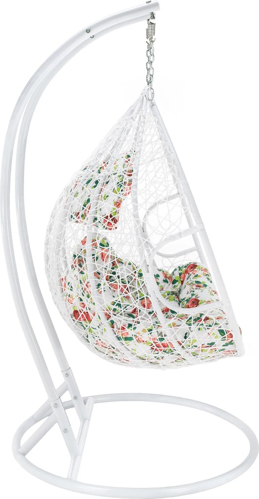 Függő dupla fotel, fehér/minta virág, DALVEA 2 NEW