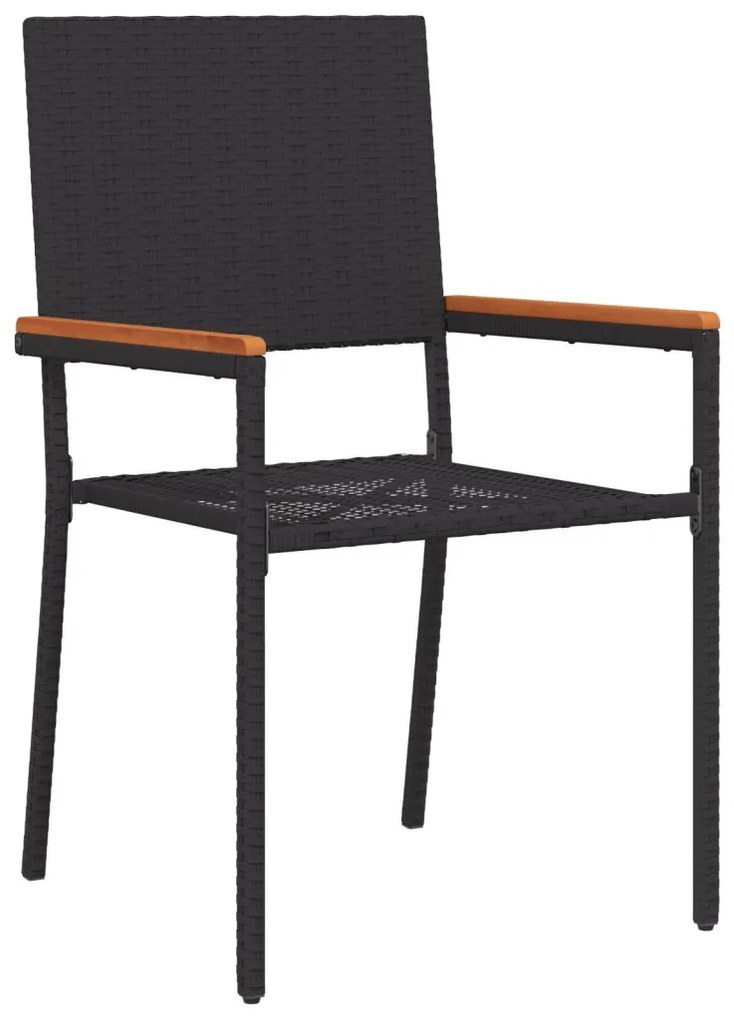 5 Részes Kerti Étkező Szett Fekete Poly Rattan