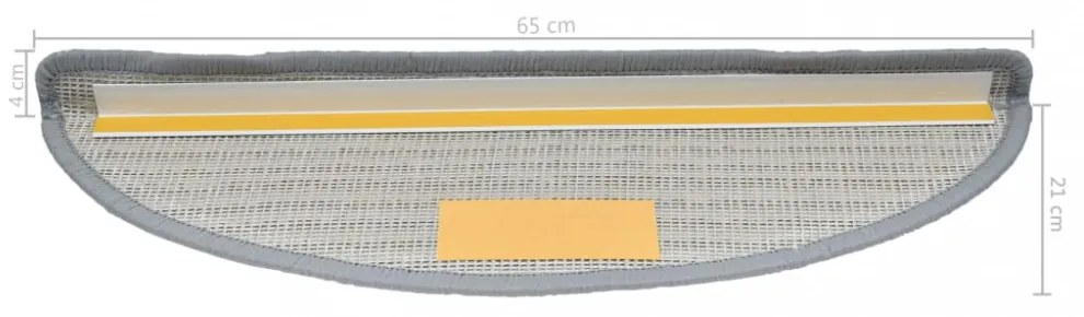 15 db szürke, félkör alakú, nagy lépcsőszőnyeg 65 x 21 x 4 cm