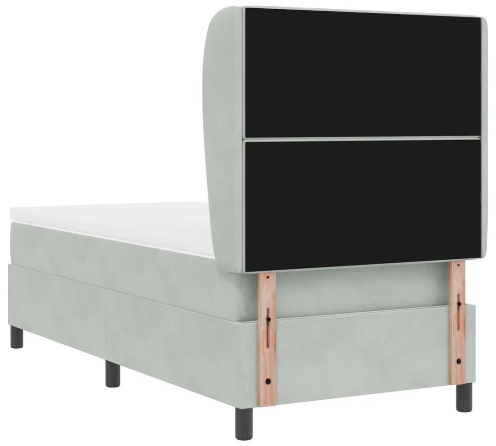 vidaXL Boxrugós ágy matracmal Világosszürke 200 x 100 cm Poliészter