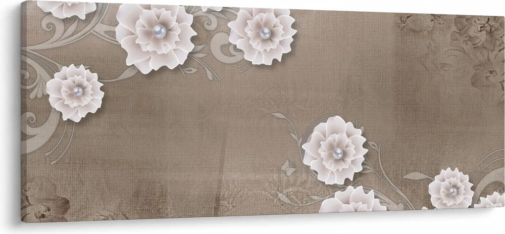 Kép - drapéria virágokkal (120x50 cm)