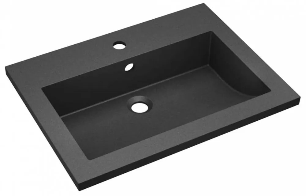 Fekete gránit mosdókagyló 600 x 450 x 120 mm