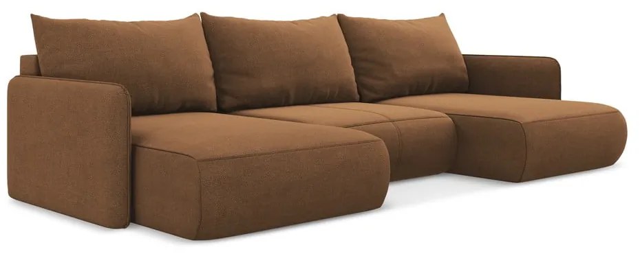 Narancssárga kinyitható-tárolóhelyes sarokkanapé Nanea – Makamii