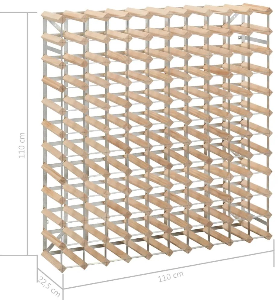 Tömör fenyőfa bortartó állvány 120 palackhoz