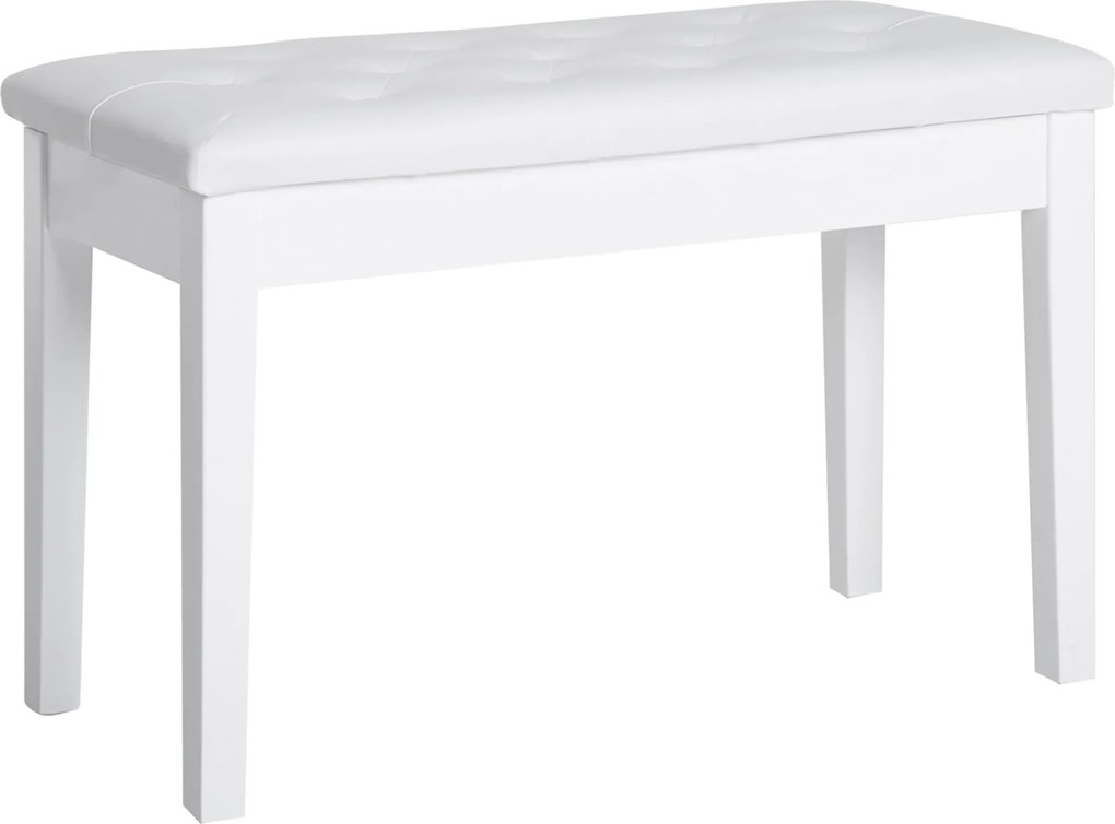 HOMCOM Zongorabútor Rejtett Tárolóval, Zongoraszék Műbőr Párnával, Zongora Pad, Tömör Fa Zongorakeverő Pad, 76 x 36 x 50 cm, Fehér | Aosom