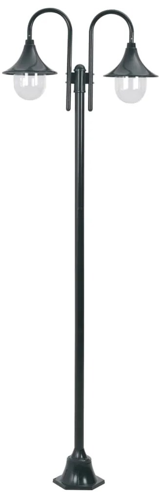 vidaXL sötétzöld 2-égős alumínium kerti állólámpa, E27, 220 cm