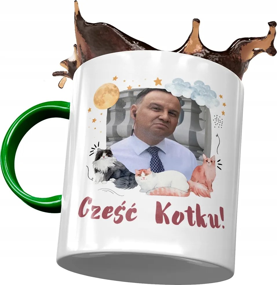 Bögre Zöld András Duda PiS elnök Ajándék Nyomtatott Fotóval