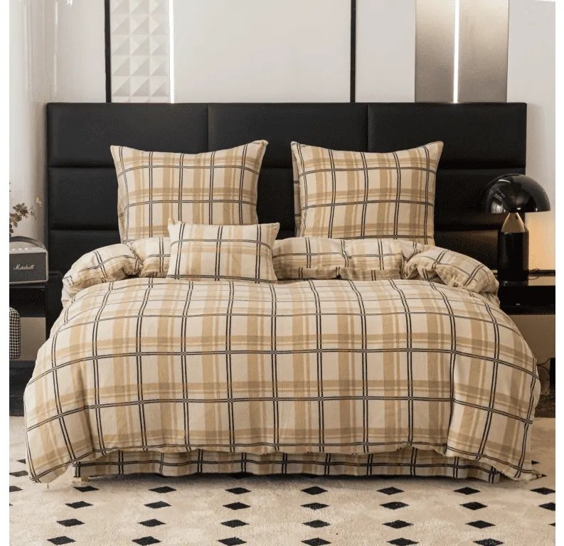 Mikroplüss ágynemű PLAID krém Ágyneműhuzat mérete: 2 ks 70 x 90 cm | 200 x 220 cm