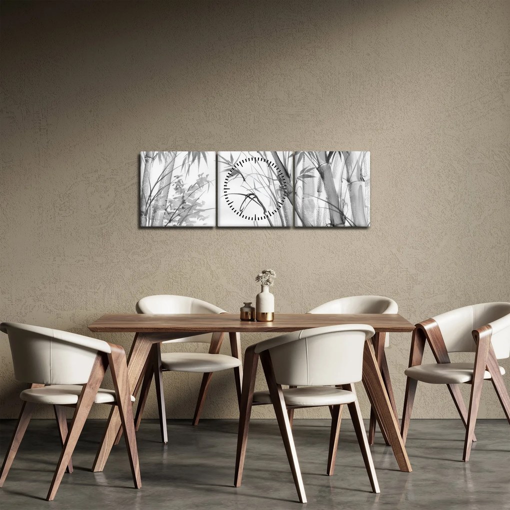 Kép - Bambusz erdő (órával) (90x30 cm)