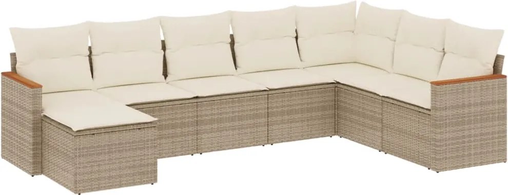 vidaXL 8 részes bézs polyrattan kerti ülőgarnitúra párnával