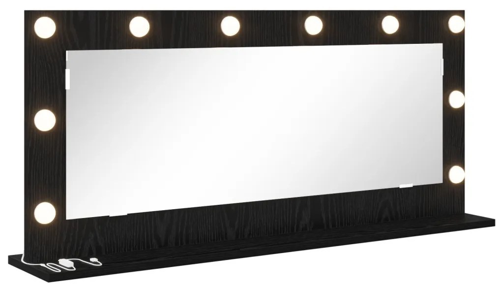 Tükör LED világítással Fekete tölgy 100x45x18 cm