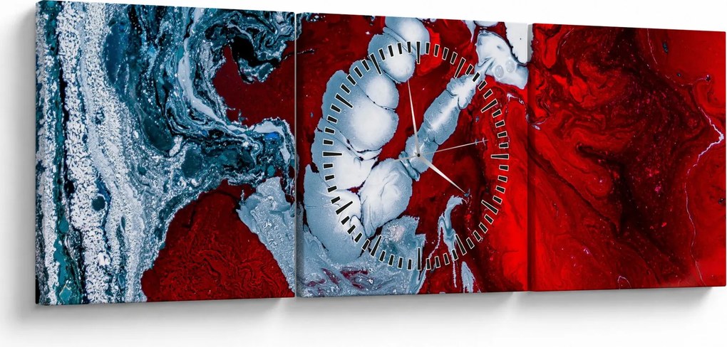 Absztrakt foltok képe (órával) (90x30 cm)