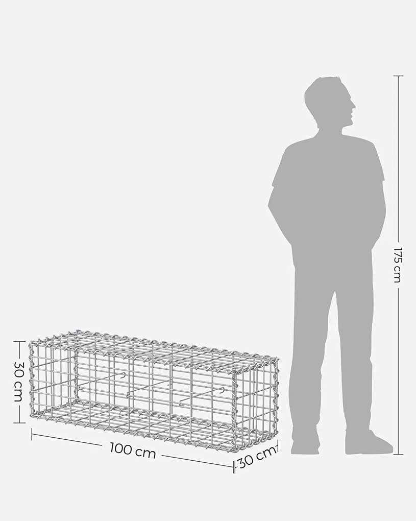 Gabion kosár, fém gabion ketrec 100 x 30 x 30 cm