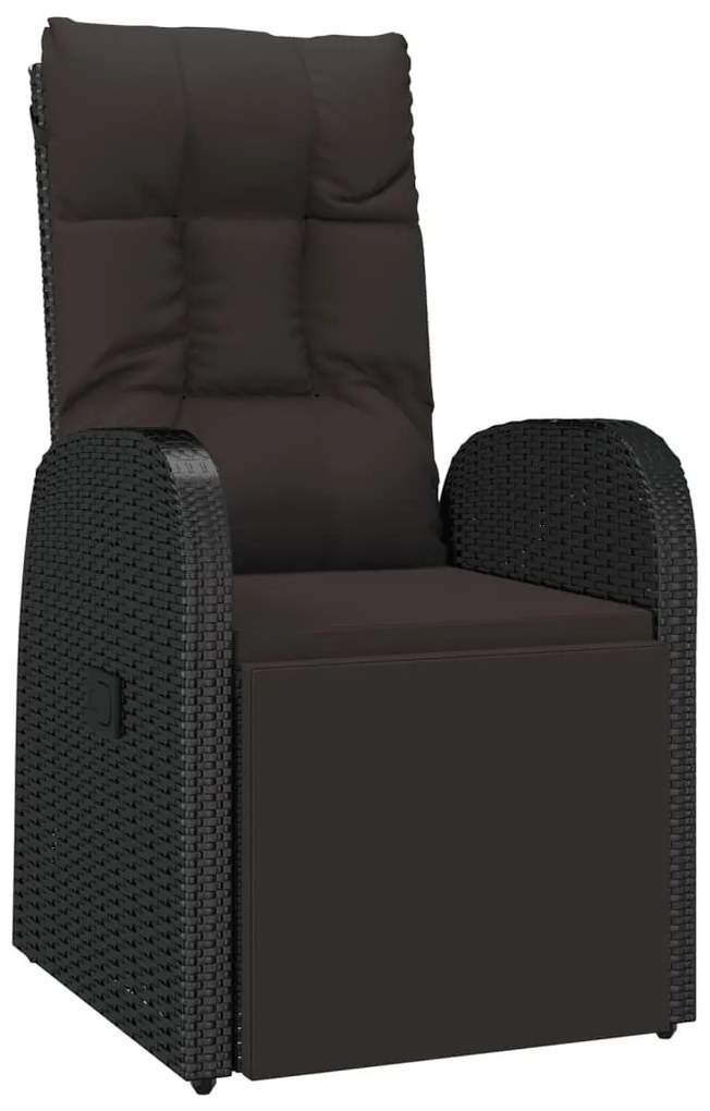 fekete polyrattan dönthető kerti szék párnával