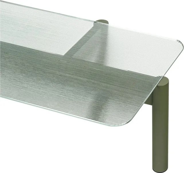 Zöld dohányzóasztal üveg asztallappal 55x105 cm Kob – noo.ma