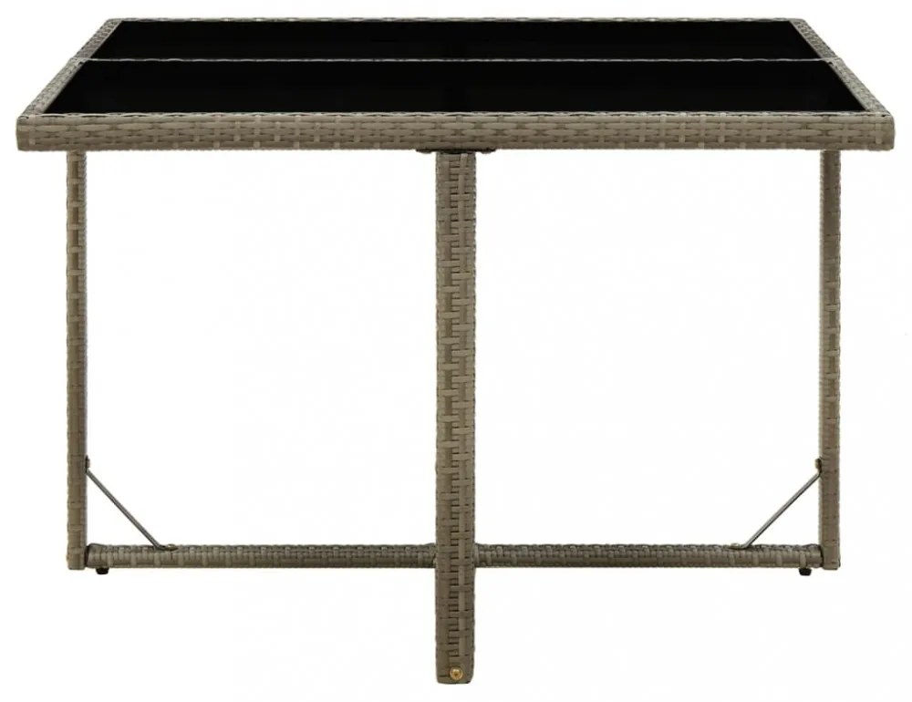 szürke polyrattan és üveg kerti asztal 109 x 107 x 74 cm