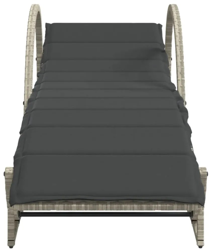világosszürke polyrattan napozóágy párnával 60x199x42 cm