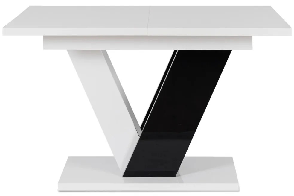 Magasfényű Étkezőasztal Fehér/Fekete Színben. CLARK 120-160 cm
