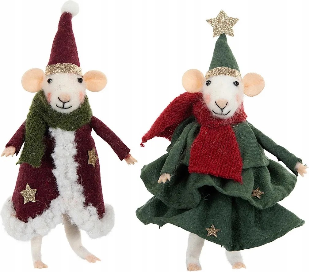 Bomba Karácsonyfa Medál Mikulás Egér 2 db Gyapjú Karácsony