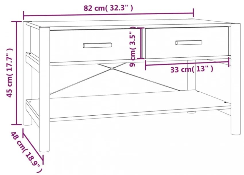 fekete szerelt fa dohányzóasztal 82 x 48 x 45 cm