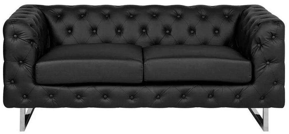 Chesterfield Stílusú Kétszemélyes Elegáns Műbőr Kanapé Fekete Színben VISSLAND Beliani