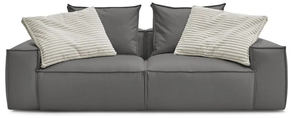 Szürke bőrutánzat kanapé 260 cm Boheme – Bobochic Paris