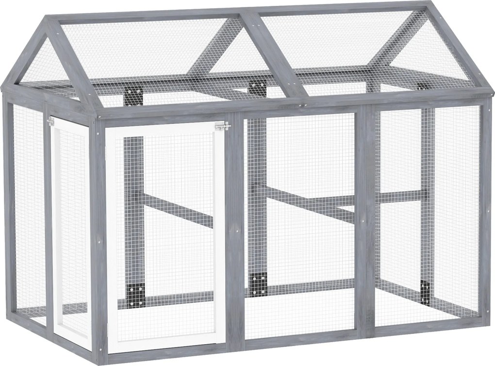 PawHut kültéri csirkekifutó, kb. 1,18 m² (140 x 88,5 x 106 cm), zárható ajtók, tömör fenyőváz, dróthálós kifutó 1–3 tyúknak | Aosom