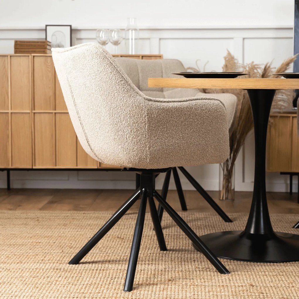 Krzesło Obrotowe PEONY Beżowe Boucle