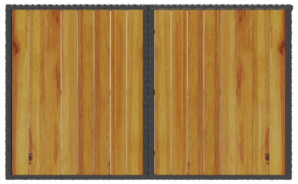 fekete polyrattan falapos kerti asztal 110 x 68 x 70 cm