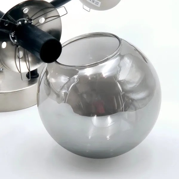 Felületre szerelhető csillár  MALENA 6xE14/5W/230V matt króm/füstös