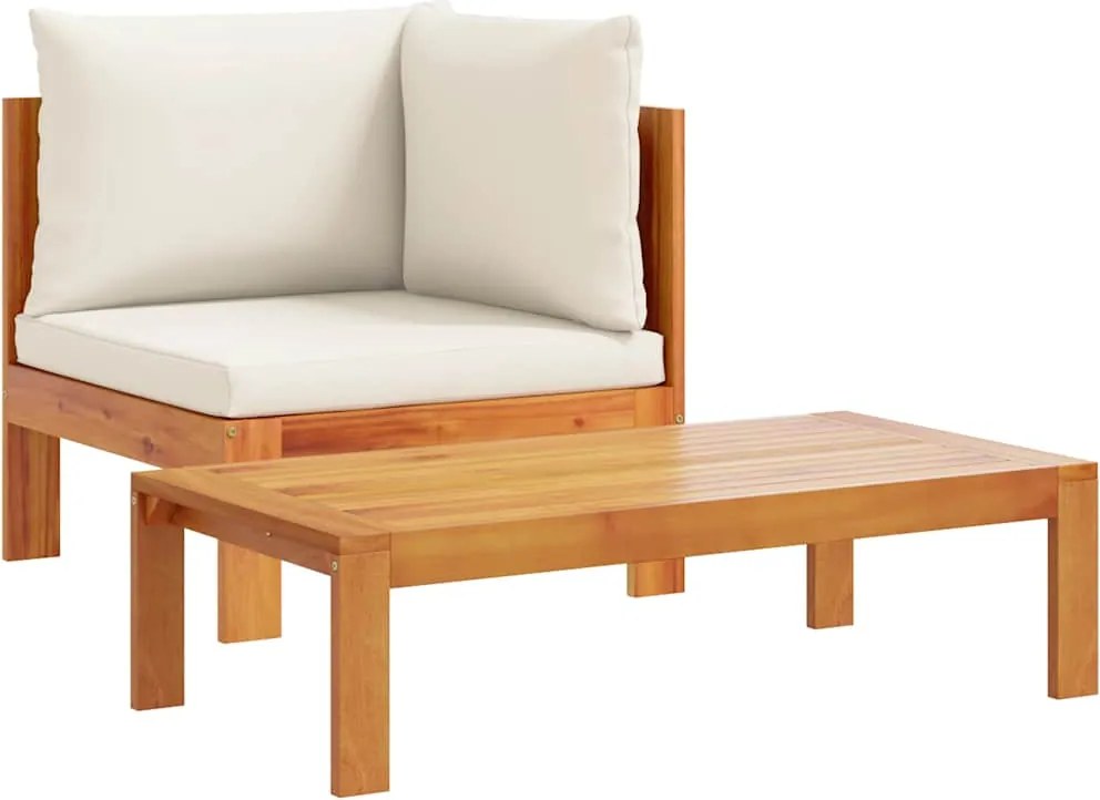vidaXL 2 részes tömör akácfa kerti kanapégarnitúra párnákkal