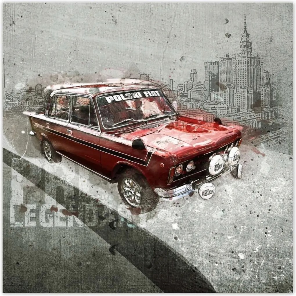 Poszterek 100x100 Piros Nagy Fiat 125p