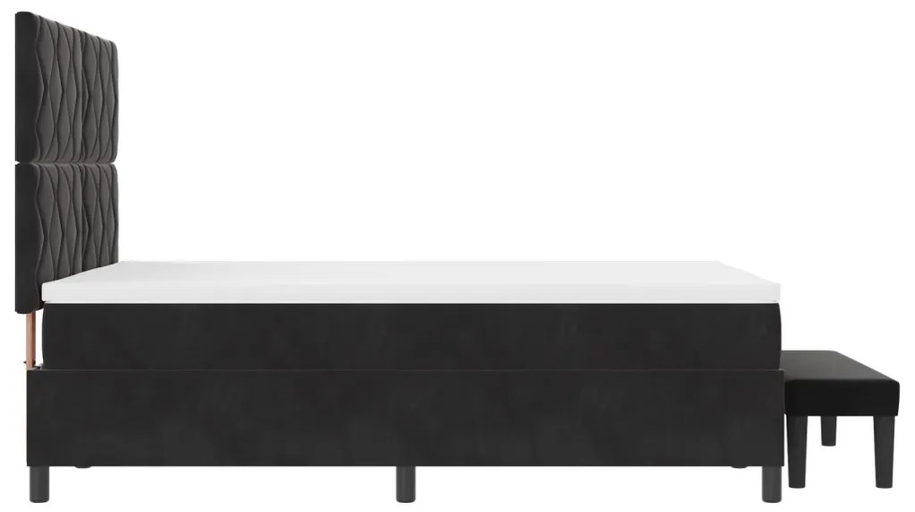 Box Spring Ágy Matraccal és Pad Fekete 140x190 cm Bársony