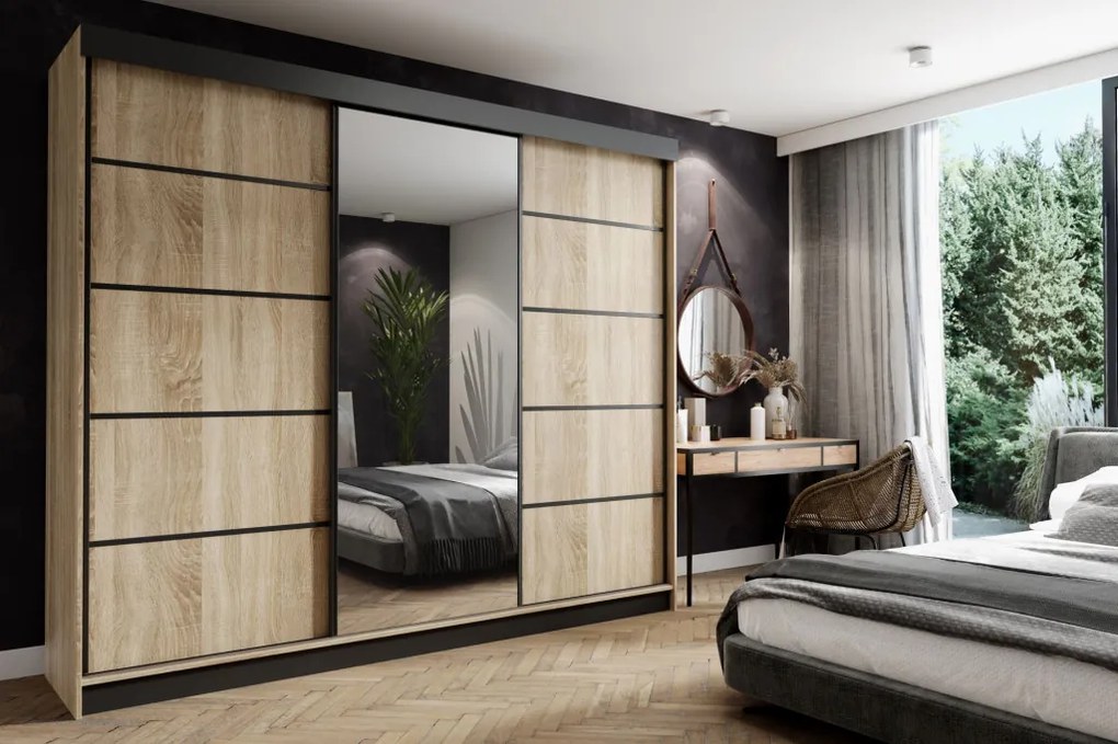 Amo 250 Tolóajtós Szekrény 250cm, Sonoma Tölgy