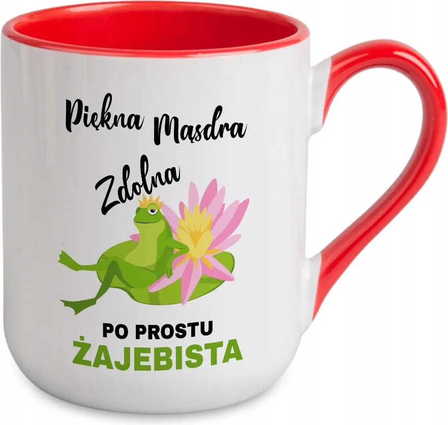 Coffe Bögre Piros Egyszerűen Békás Ajándék Irodába Vicces Minta