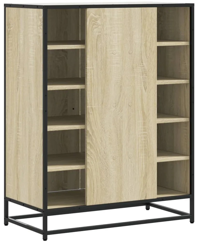 sonoma tölgy színű szerelt fa és fém cipőszekrény 75x38x97,5 cm