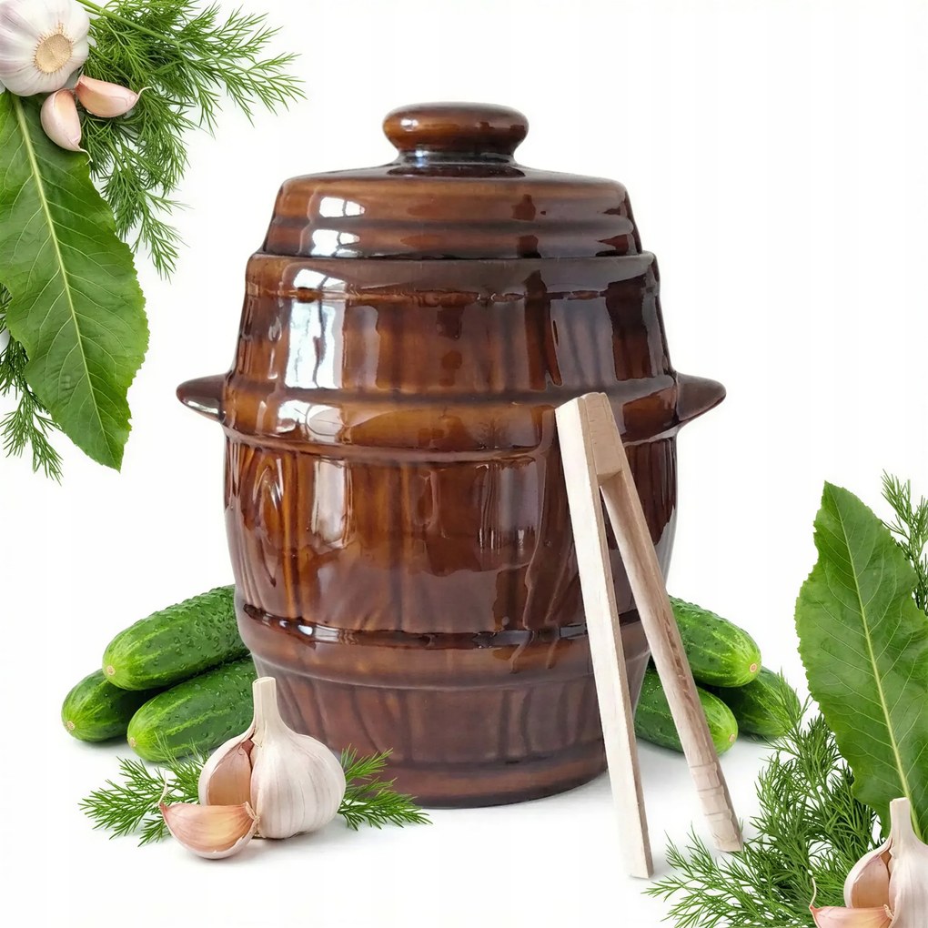 Kőhordó Légmentesen Záródó 5L Barna Káposzta És Uborka Savanyításához