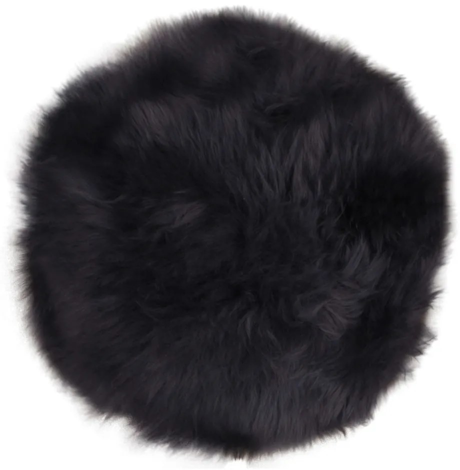 Báránybőr ülőpárna, fekete, 35 cm