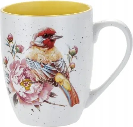 Elegáns porcelán bögre virág és madár motívummal 325 ml kávé tea