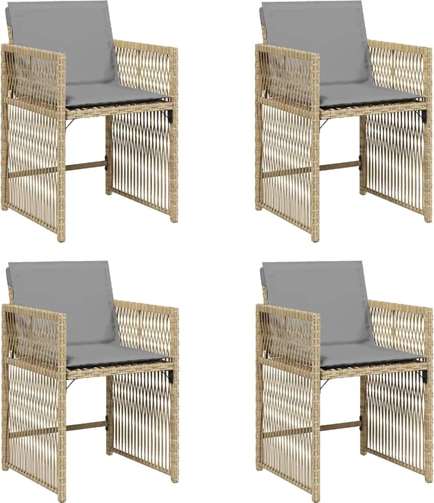 vidaXL 4 db vegyes bézs polyrattan kerti szék párnával