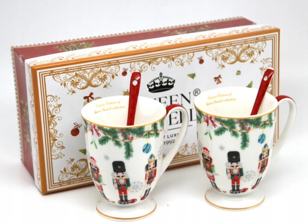 2 db Bögre Kanállal 280 ml Karácsonyi Szett Bögre Karácsony