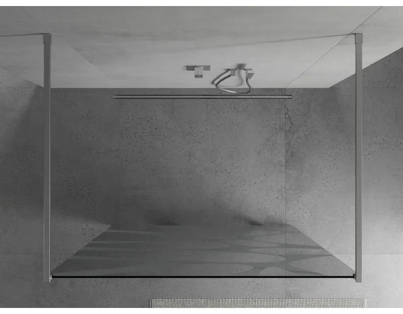 Mexen Kioto, átmenő zuhanyparaván 110 x 200 cm, 8mm átlátszó / fehér üvegminta, 2x króm stabilizáló távtartó, 800-110-002-01-97