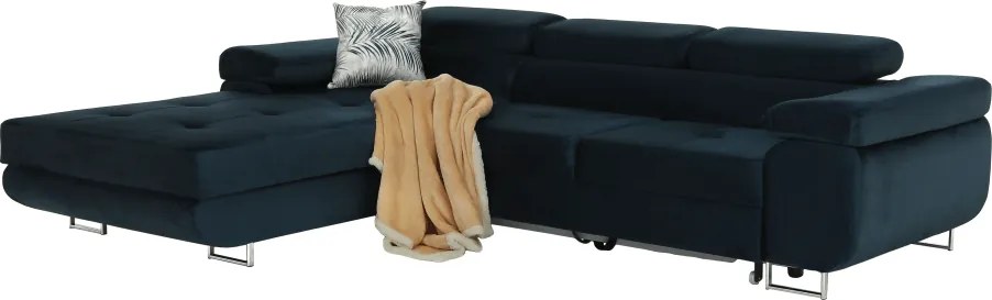 Sarokülőgarnitúra, kék, balos kivitel, AMARETA