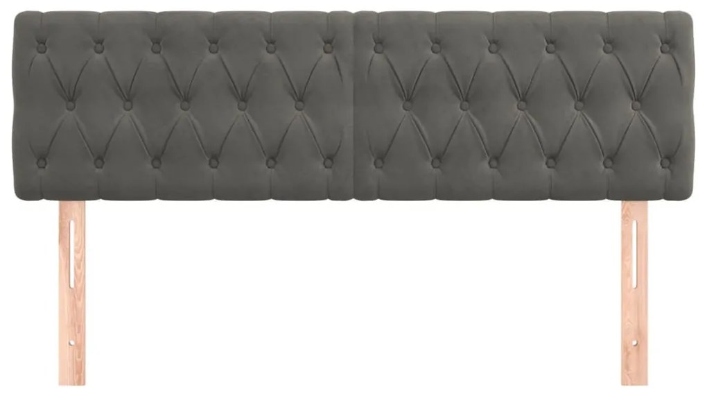 2 db sötétszürke bársony fejtámla 72 x 7 x 78/88 cm