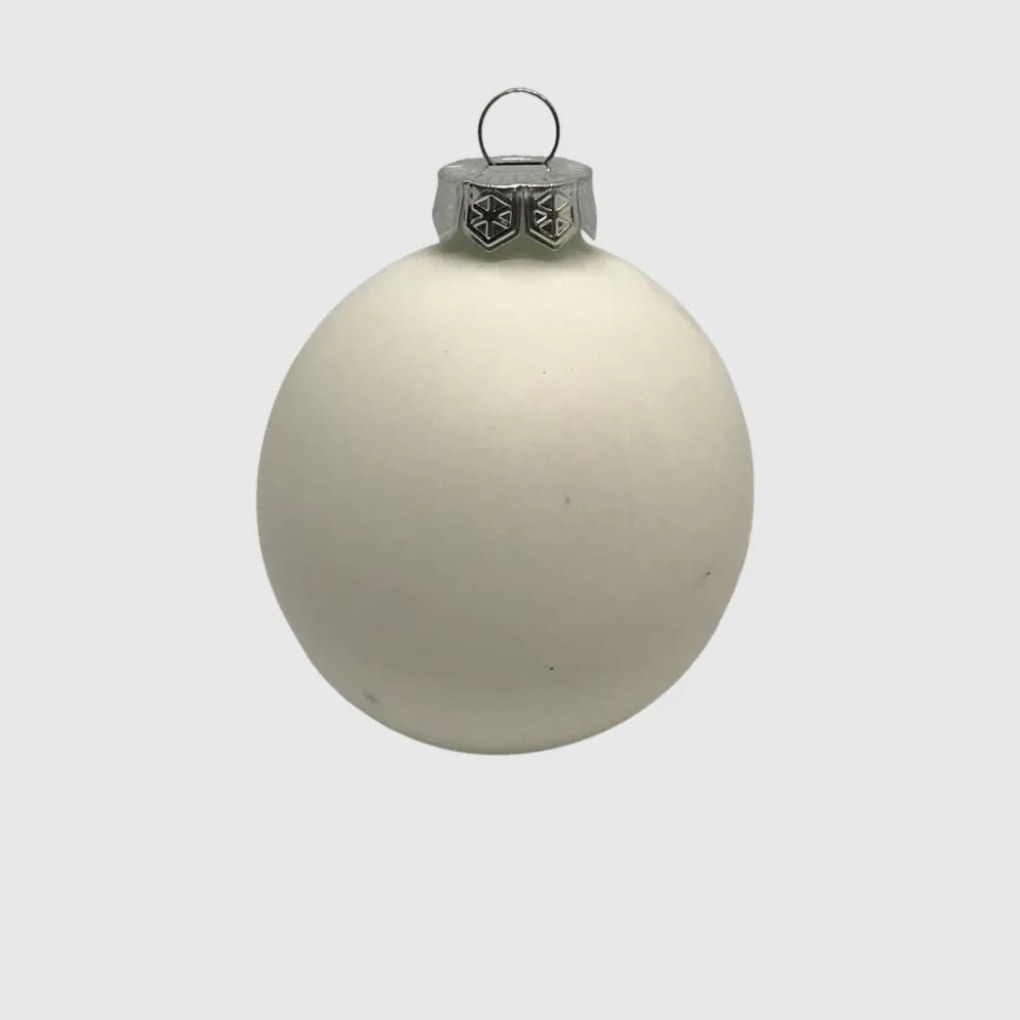 White matt fehér üveg karácsonyi gömb szett 12*6cm